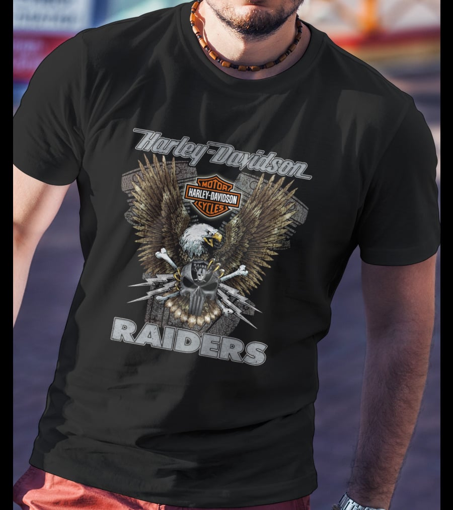 Harley Davidson Motorcycles Eagle Raiders Nfl Las Vegas T-Shirt