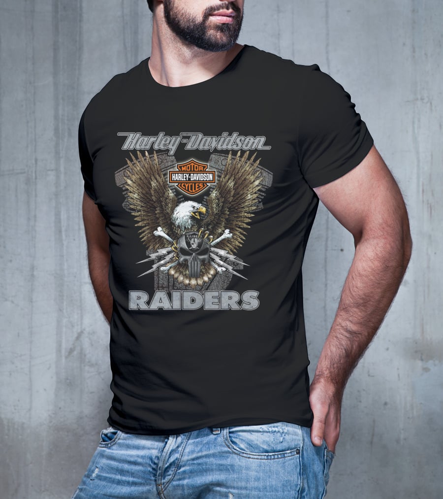 Harley Davidson Motorcycles Eagle Raiders Nfl Las Vegas T-Shirt