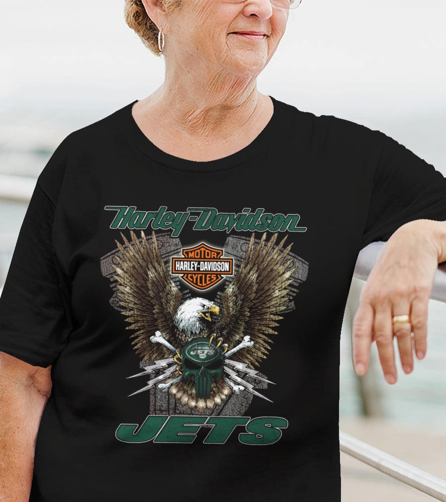 Harley Davidson Motor Cycles Jets New York Hd13 Nfl T-Shirt