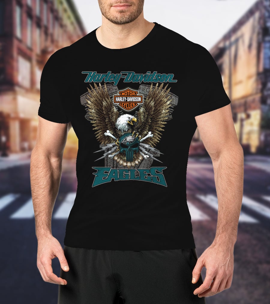 Harley Davidson Motor Cycles Philadelphia Eagles T-Shirt