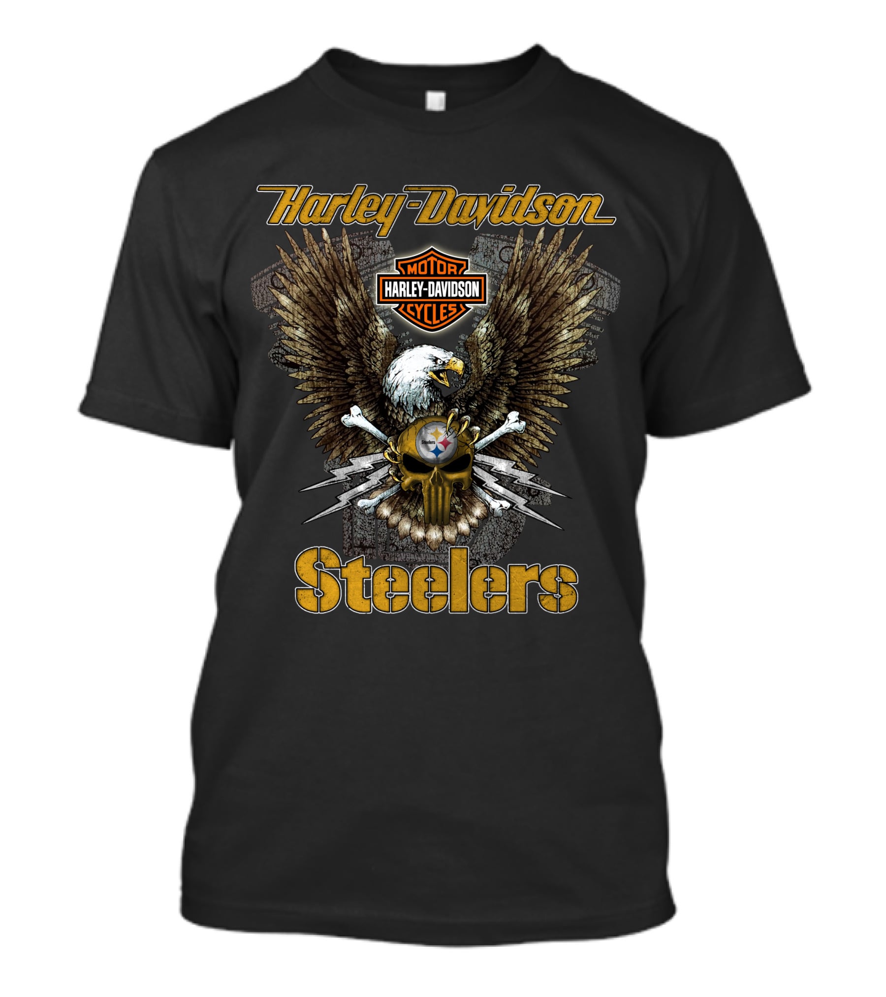 Harley Davidson Motor Cycles Steelers Eagle Nfl Pittsburgh T-Shirt