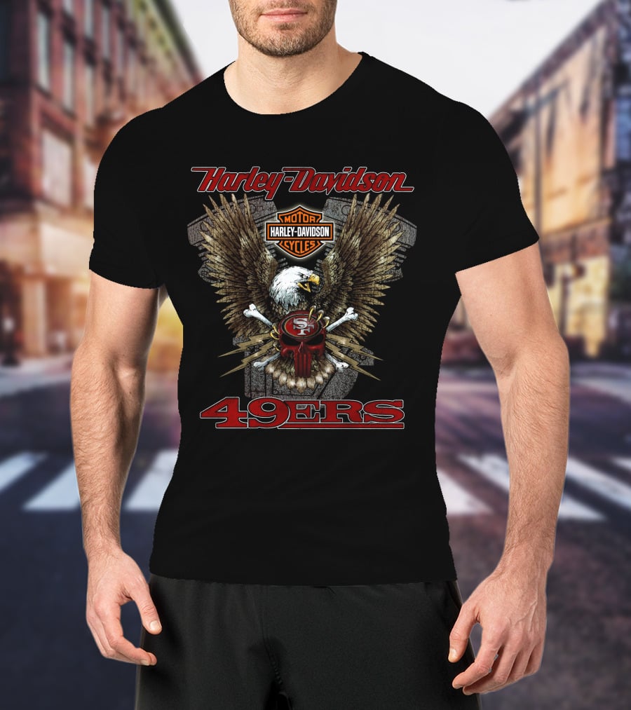 Harley Davidson 49ers Nfl San Francisco Motor Cycles Eagle T-Shirt