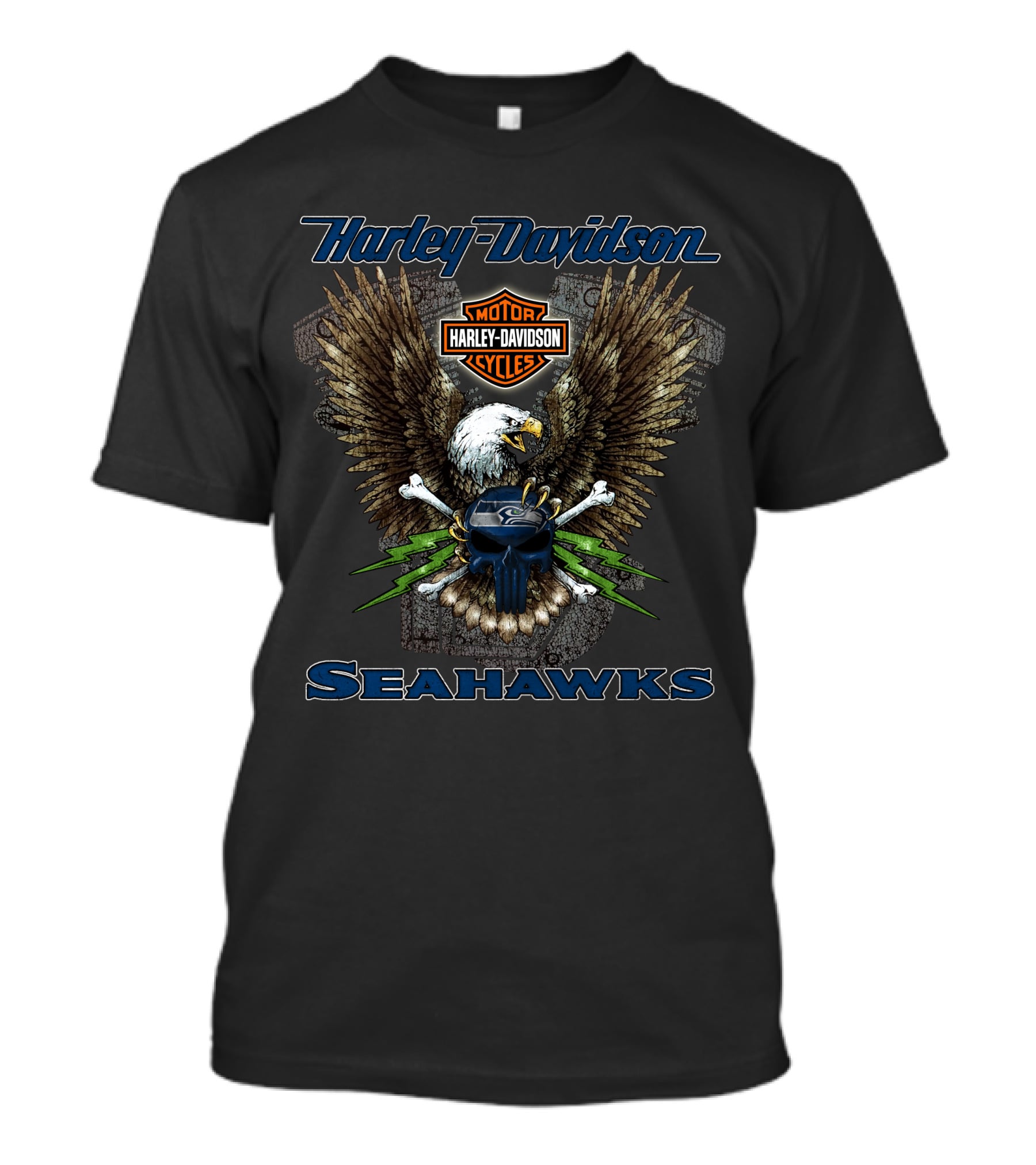 Harley Davidson Seahawks Motor Cycles Eagle T-Shirt