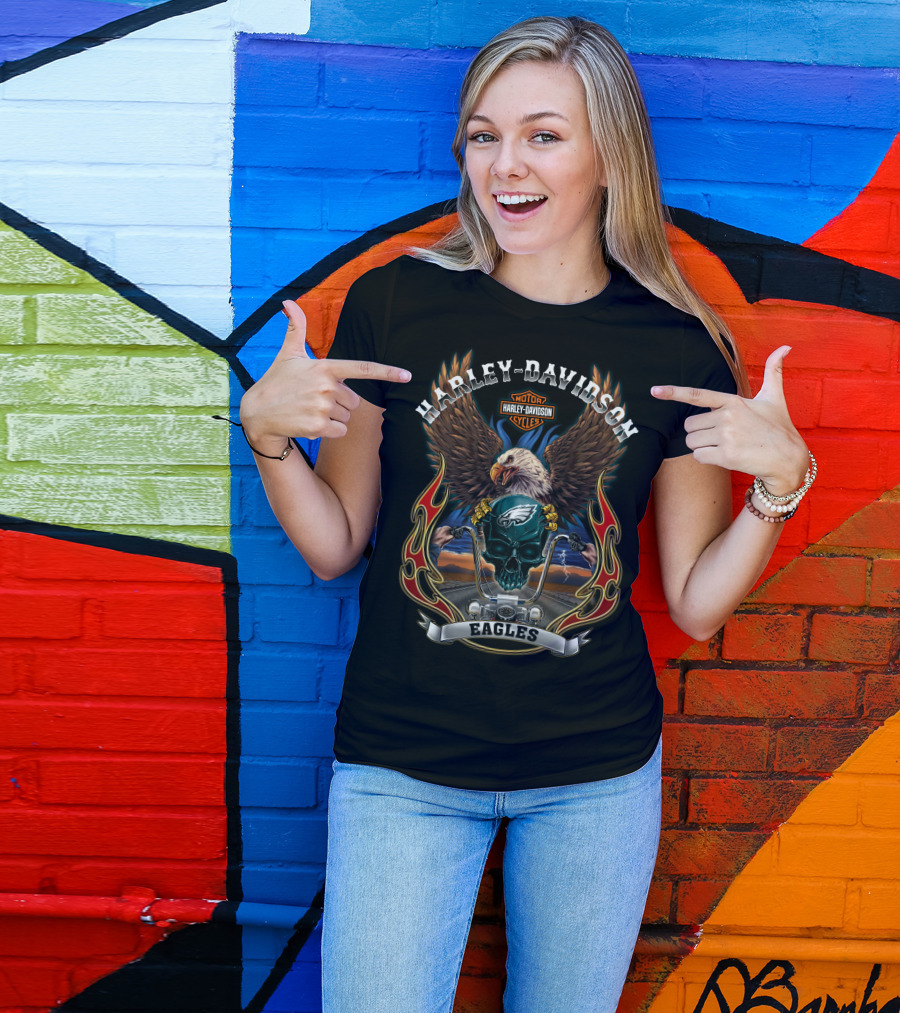 Harley Davidson Motor Cycles Eagles Philadelphia Eagles T-Shirt