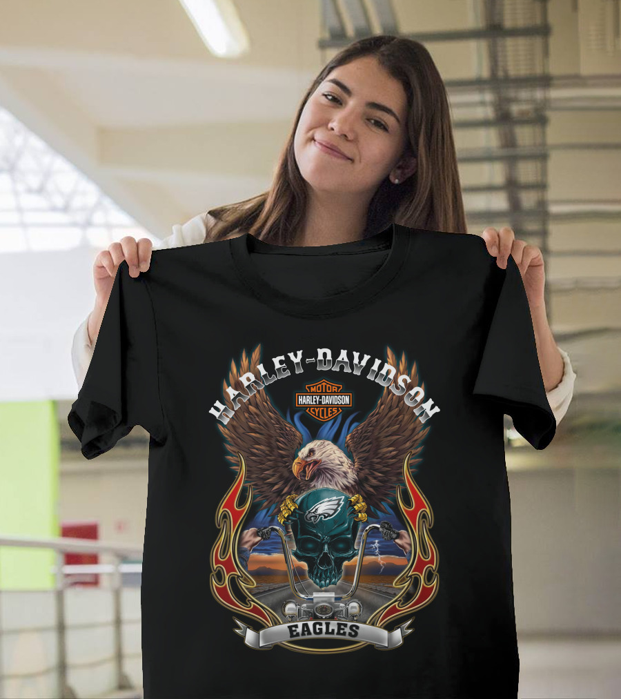 Harley Davidson Motor Cycles Eagles Philadelphia Eagles T-Shirt