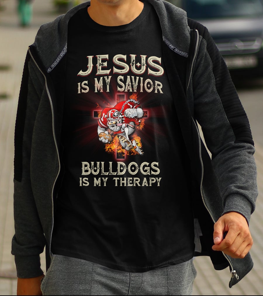 Jesus Is My Savior Bulldogs Is My Therapy Georgia Bulldogs Ncaa T-Shirt