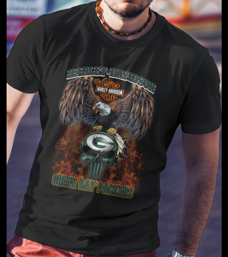 Harley Davidson Eagle Green Bay Packers Nfl T5M1 T-Shirt