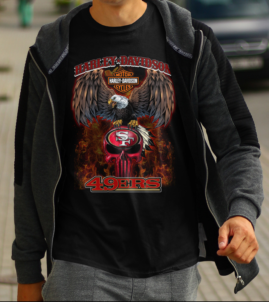 Harley Davidson Motor Cycles Eagle San Francisco 49ers Nfl T-Shirt