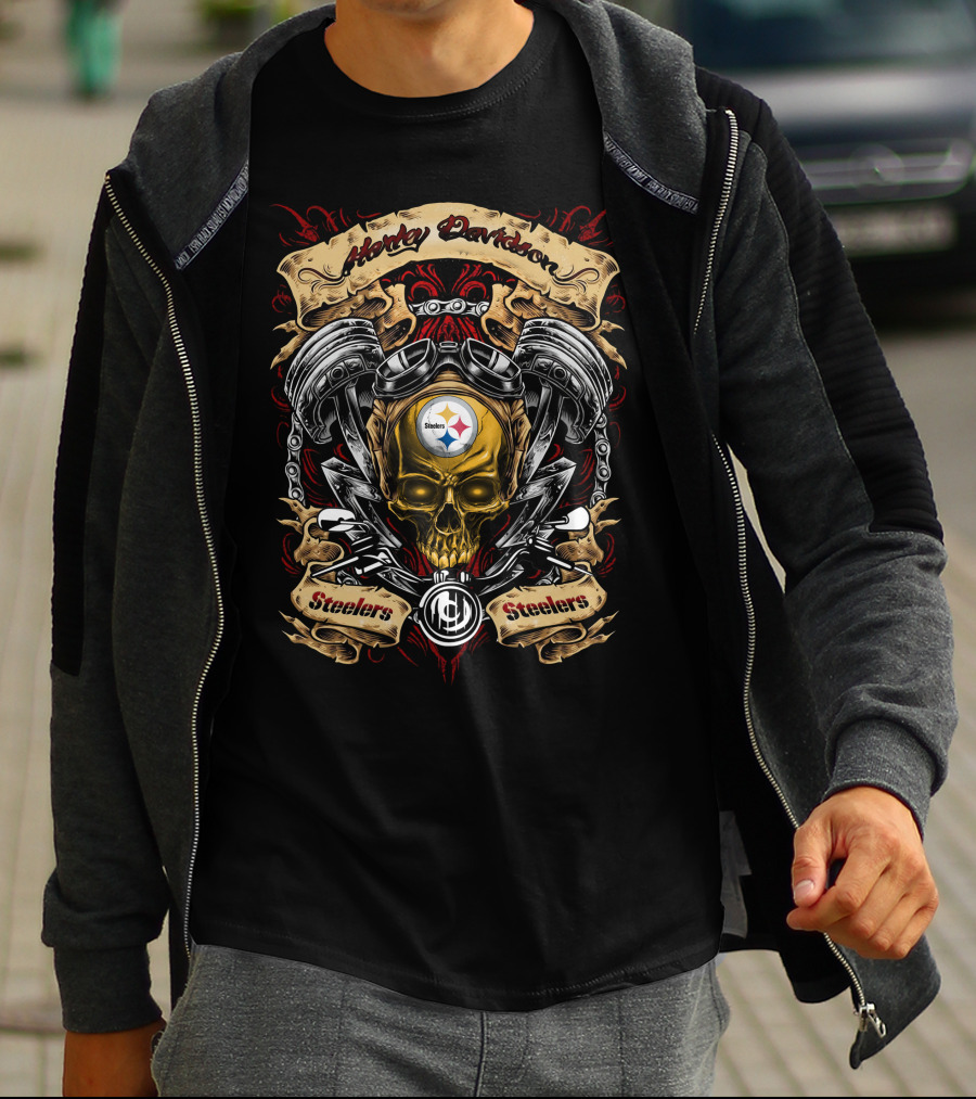 Harley Davidson Pittsburgh Steelers Nfl Skull Design T5M1 T-Shirt