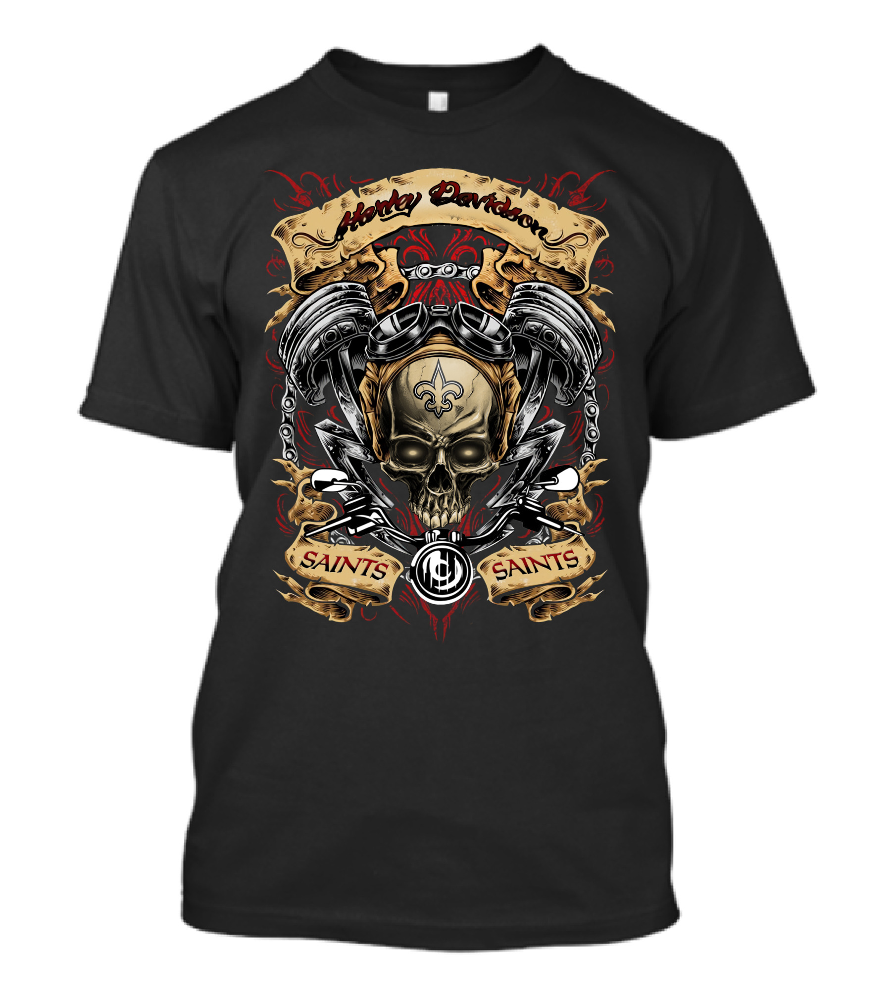 Harley Davidson New Orleans Saints Nfl Skull And Motor Design T5M1 T-Shirt