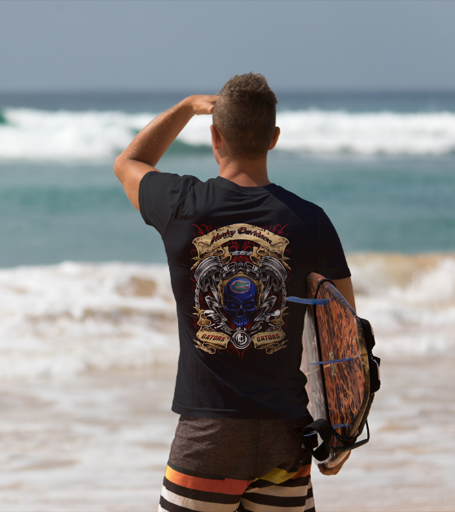 Harley Davidson Florida Gators Ncaa Skull Motors T-Shirt