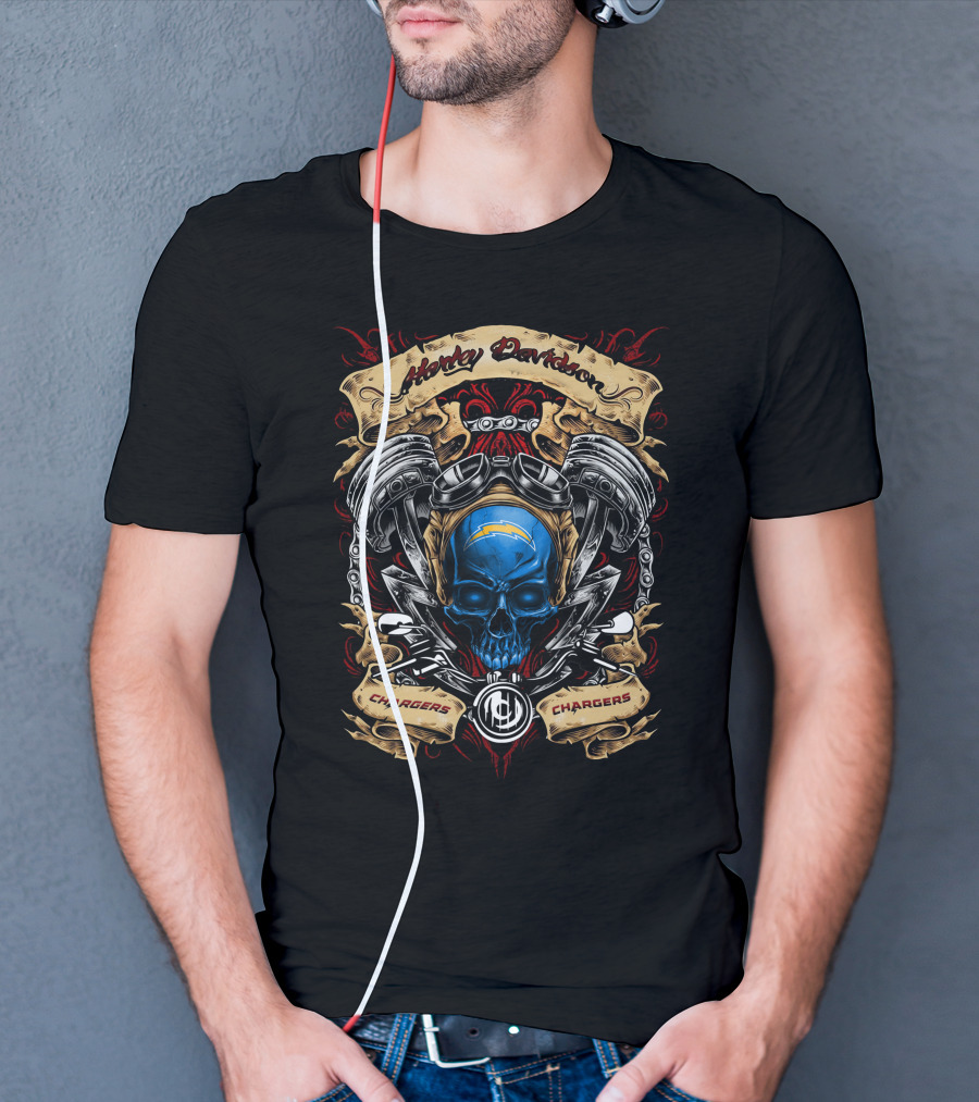Harley Davidson Los Angeles Chargers Nfl Skull Design M15 T-Shirt