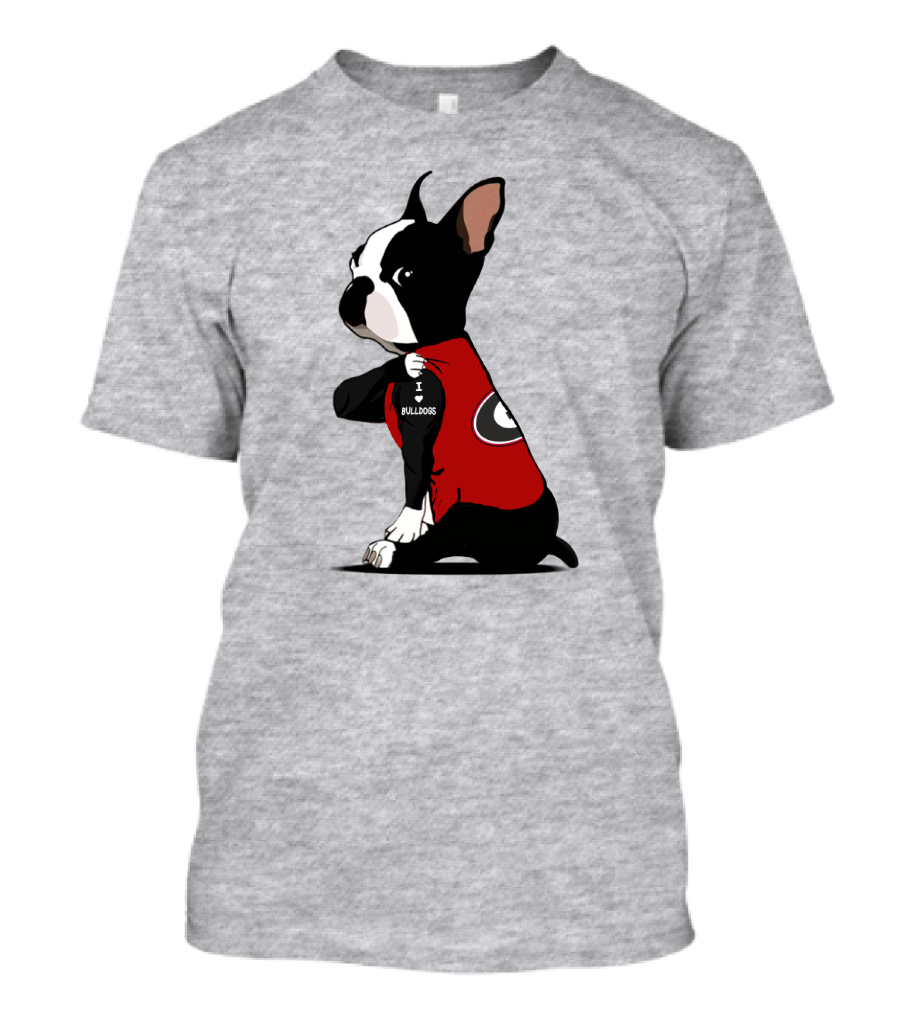 Georgia Bulldogs I Love Bulldogs Dog Wearing Red G T-Shirt