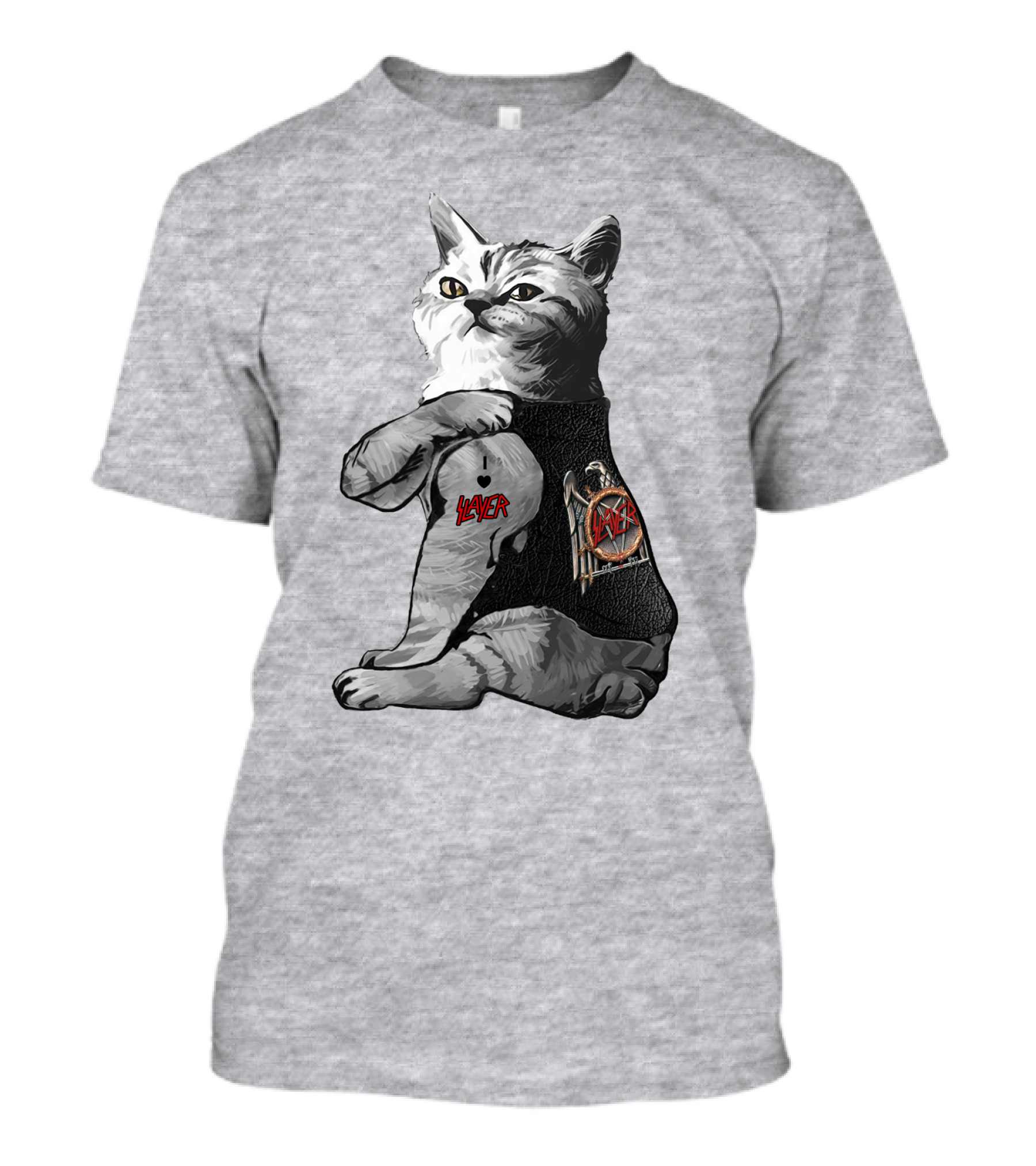 Cat Wearing Iconic Slayer Logo Vest T-Shirt