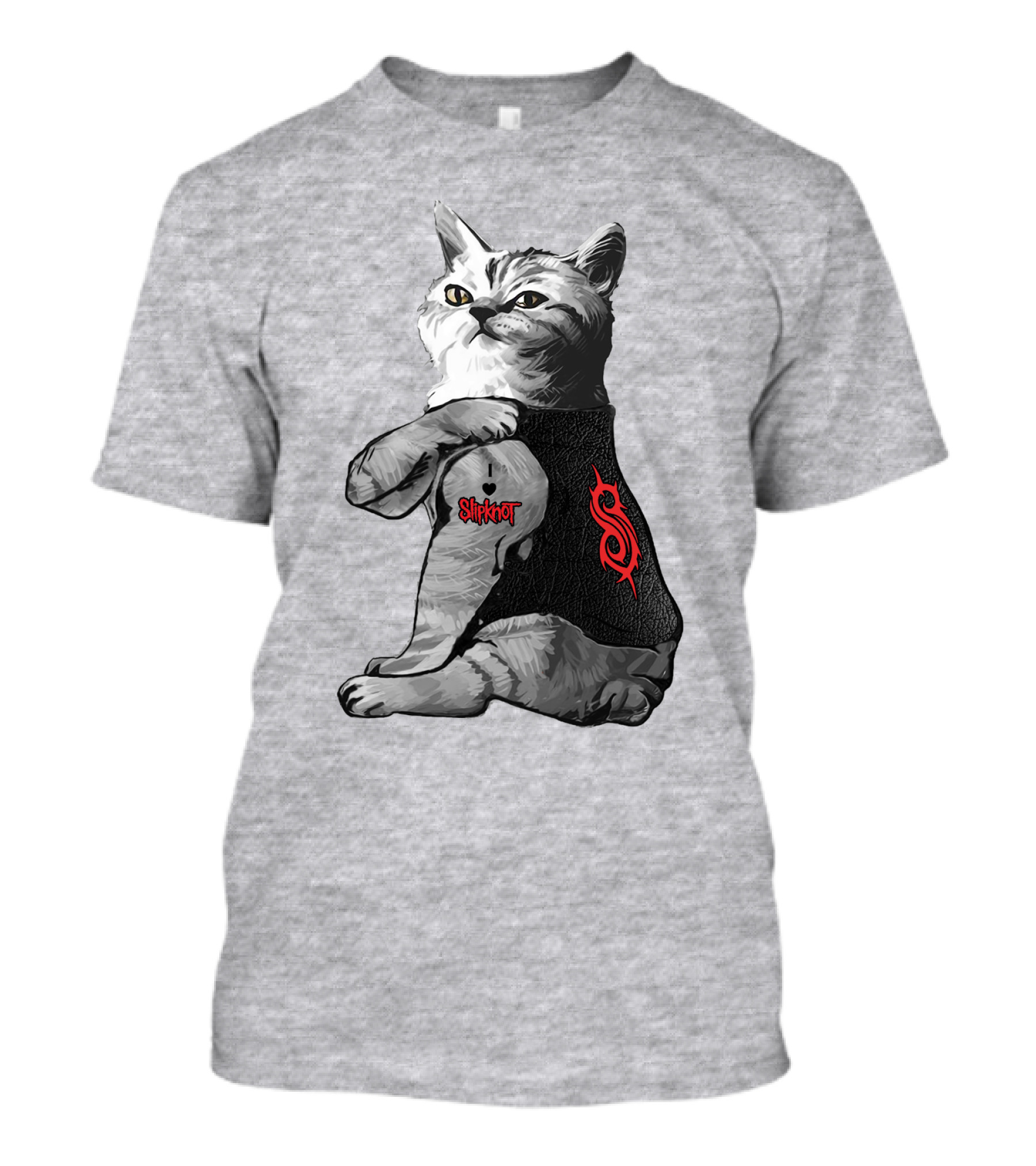 Slipknot Cat With Logo And Heart Tattoo T-Shirt