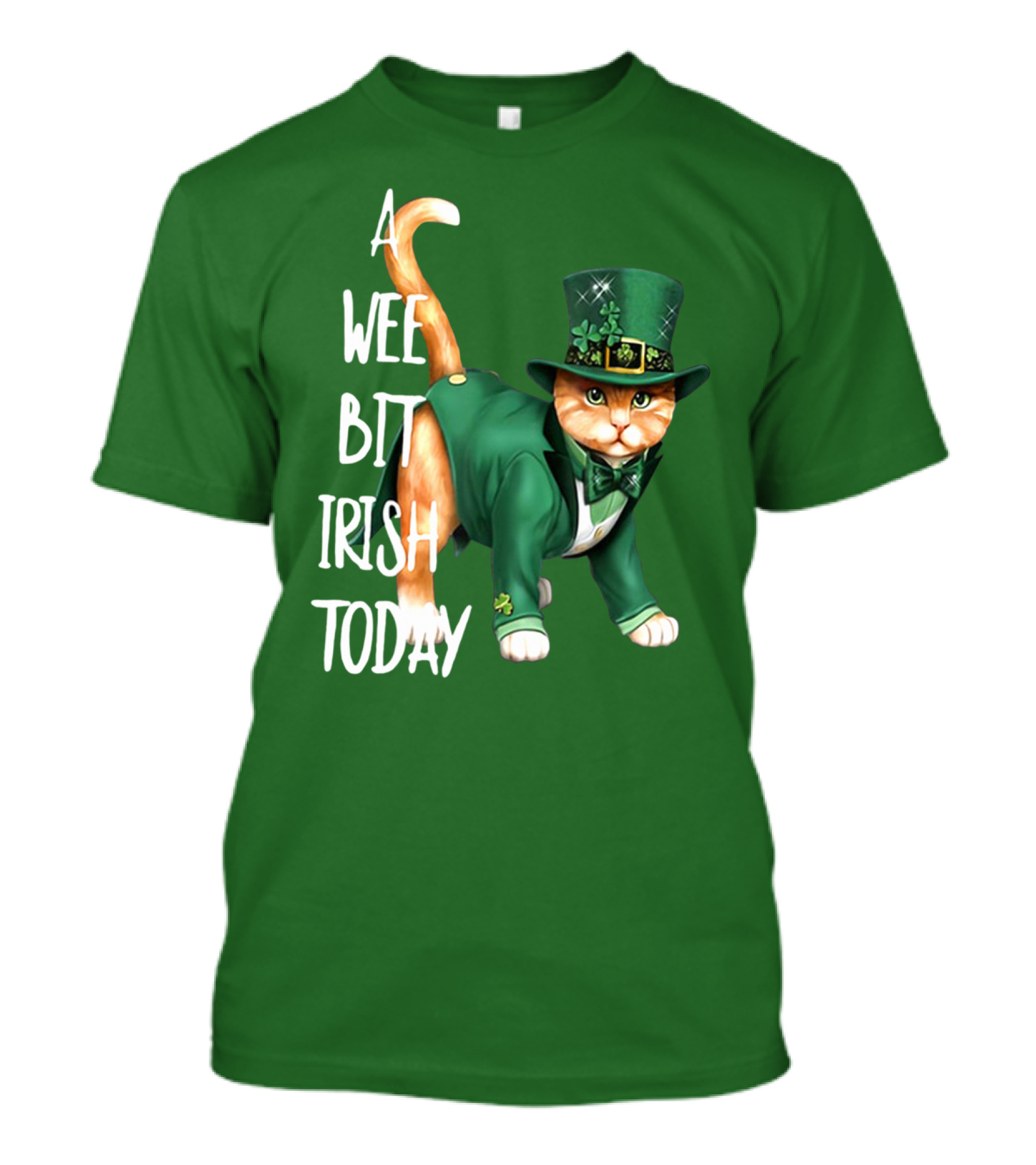 A Wee Bit Irish Today Cat In Green Suit And Leprechaun Hat T-Shirt