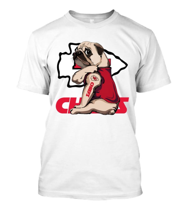 Pug Chiefs Kansas City Logo Tattoo Red Jersey T-Shirt