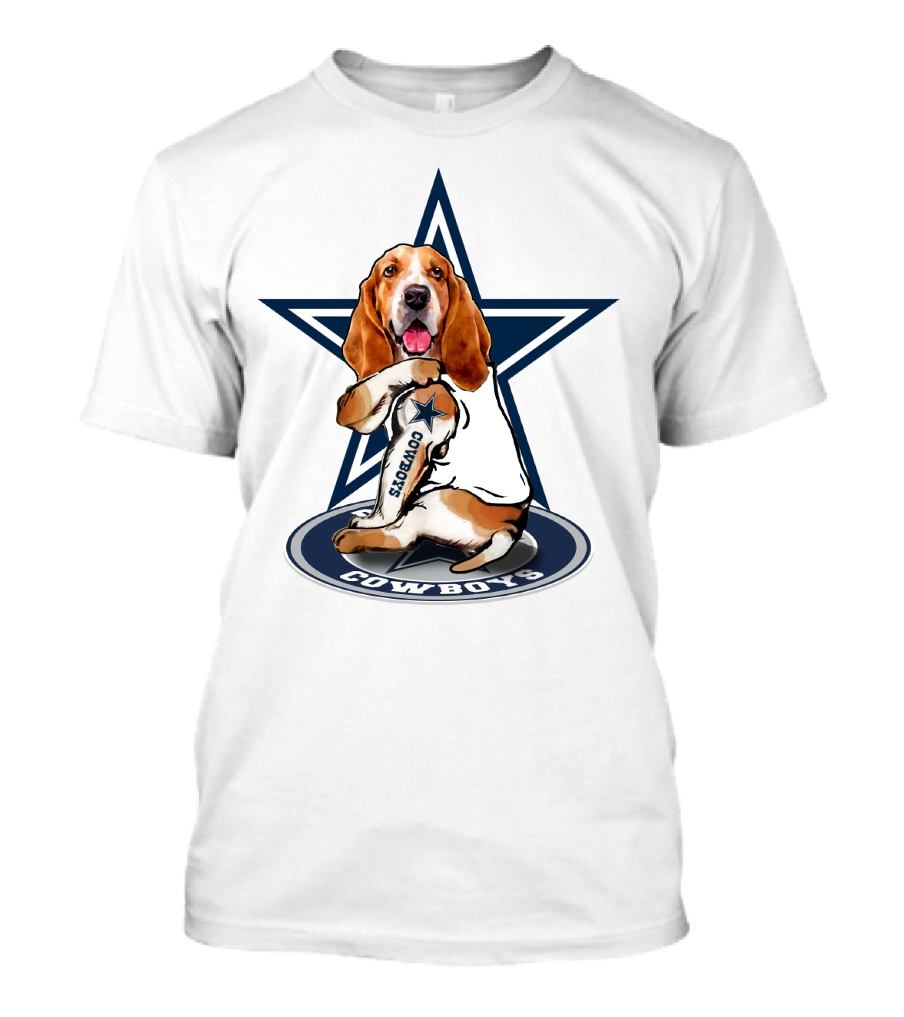 Cowboys Basset Hound With Star T-Shirt