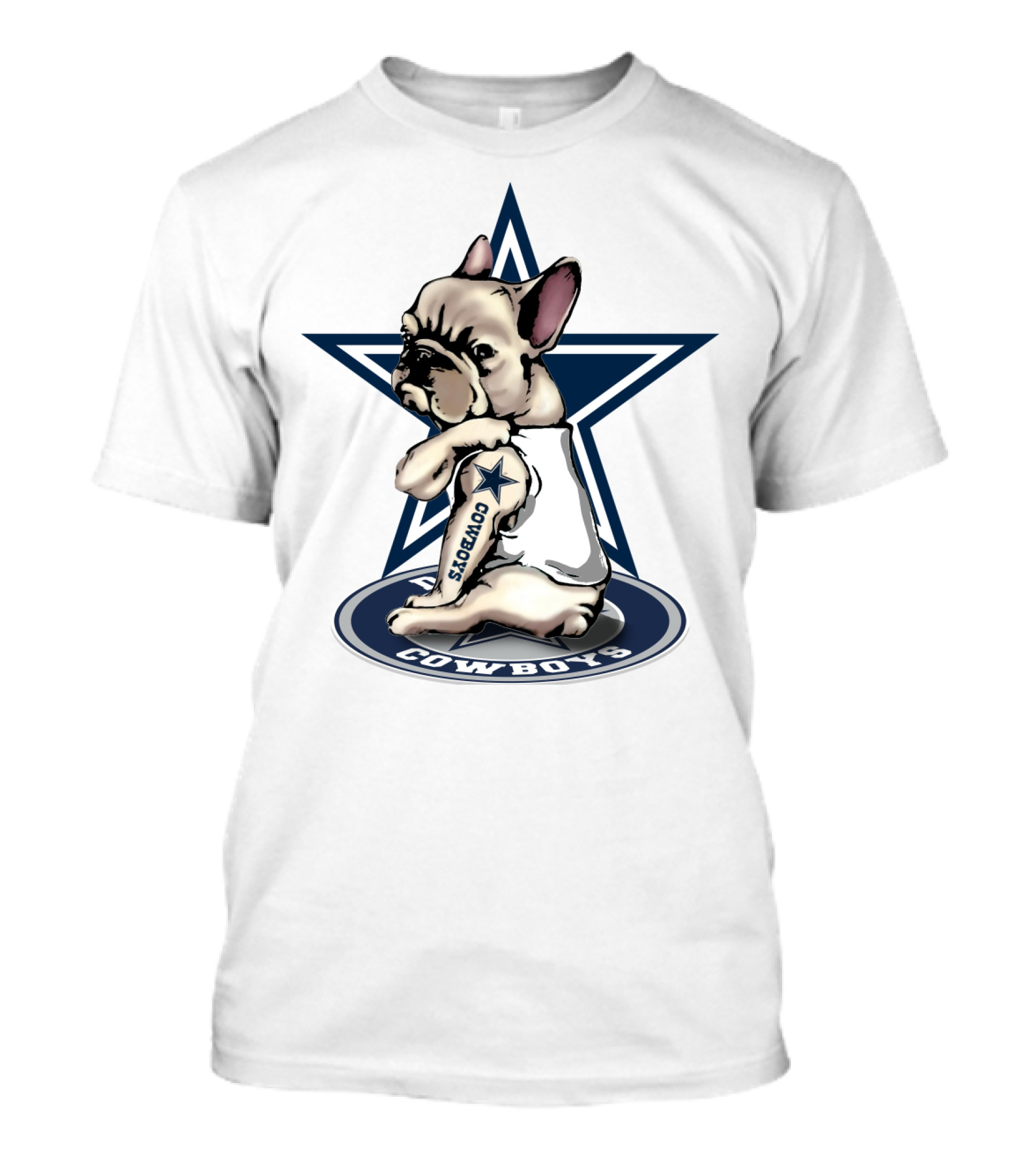 Cowboys French Bulldog Star Logo Tattoo T-Shirt