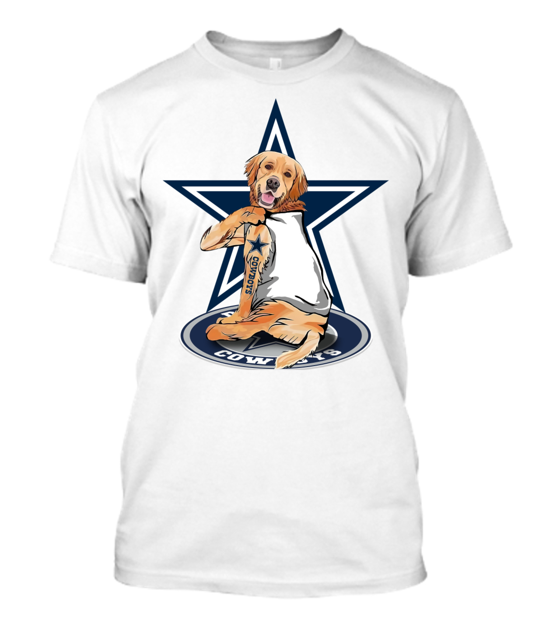 Cowboys Golden Retriever Tattoo Star T-Shirt