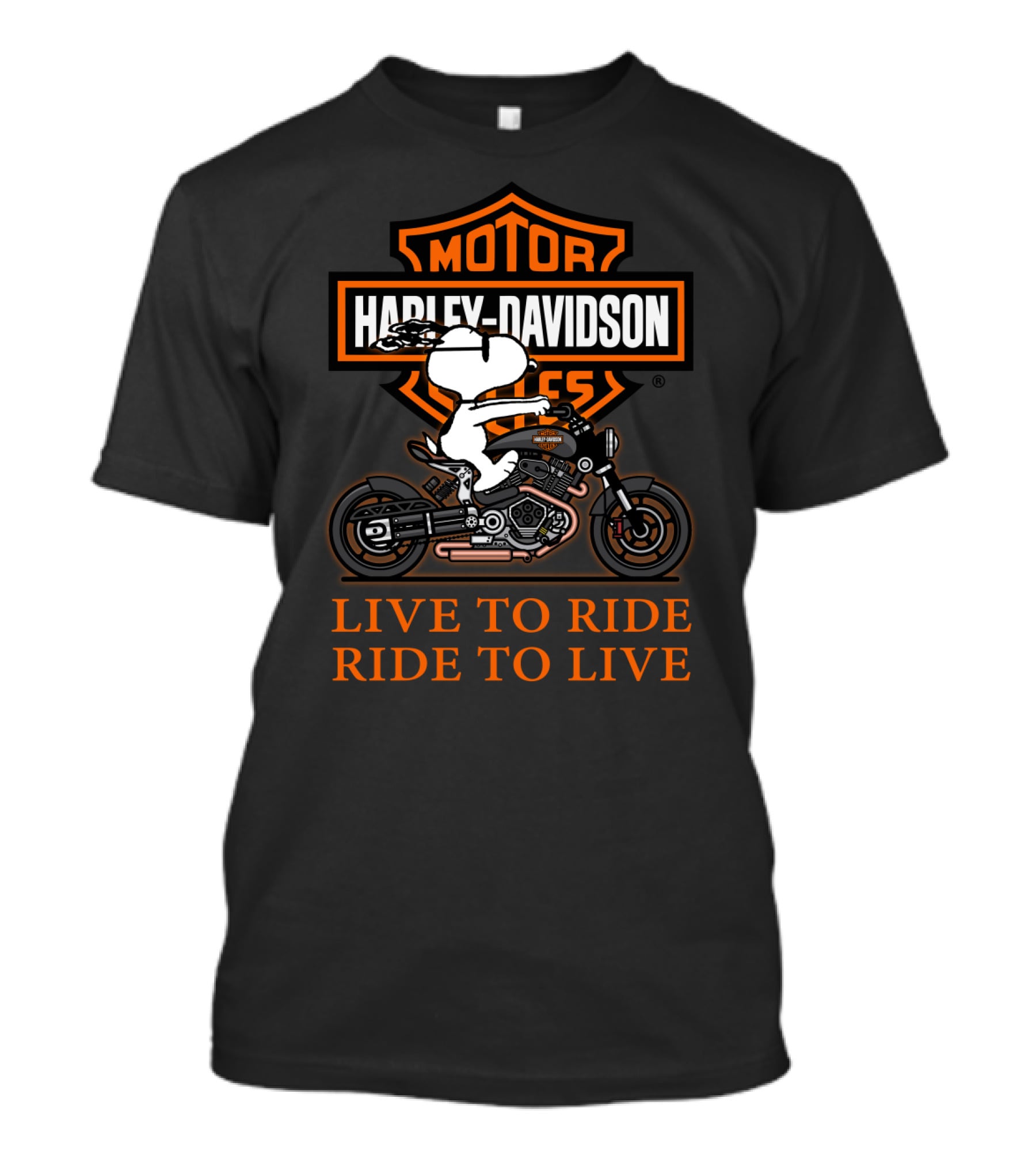 Harley Davidson Motor Cycles Snoopy Live To Ride Ride To Live T-Shirt