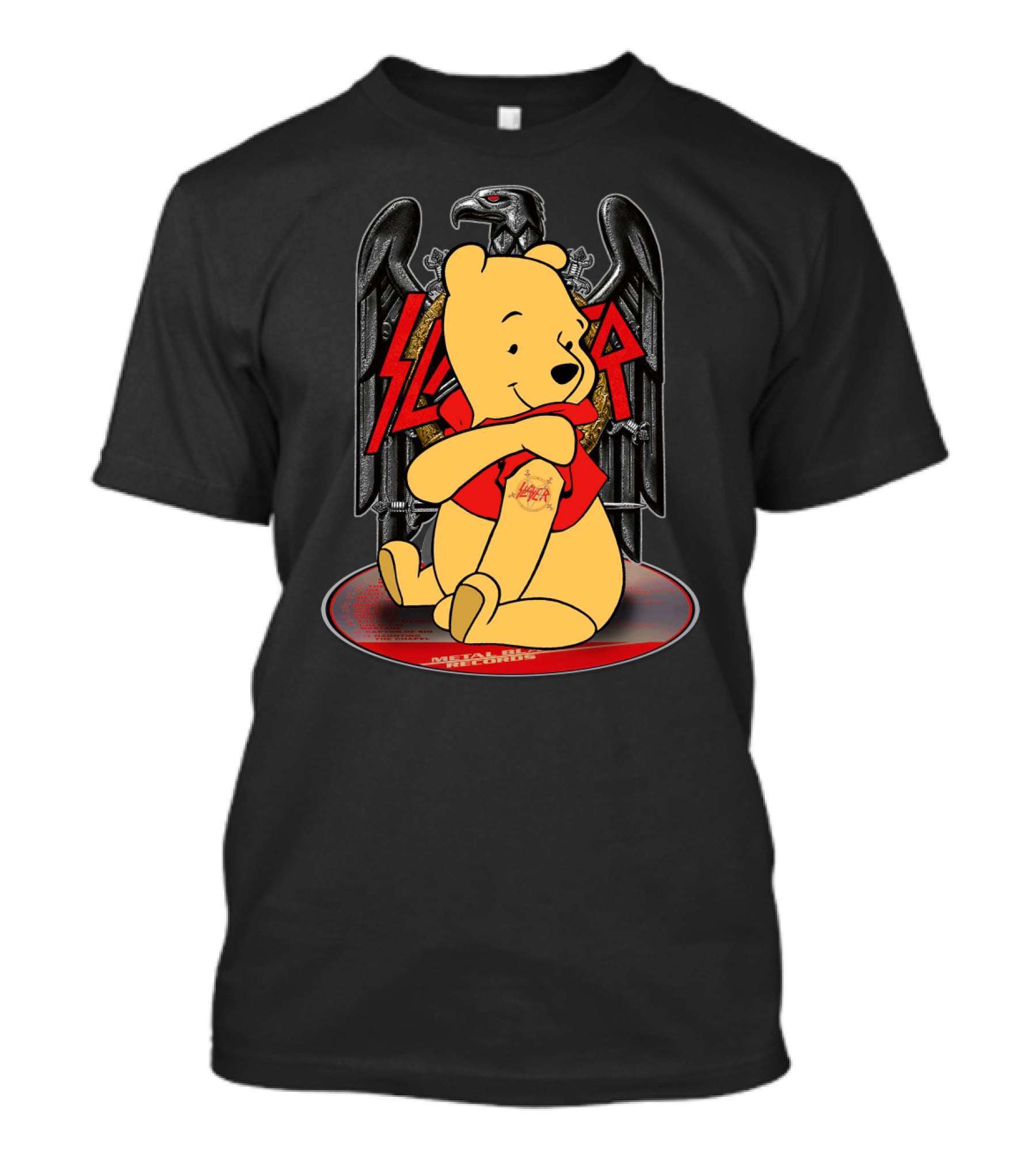 Pooh Slayer Winnie With Metal Eagle Emblem T-Shirt