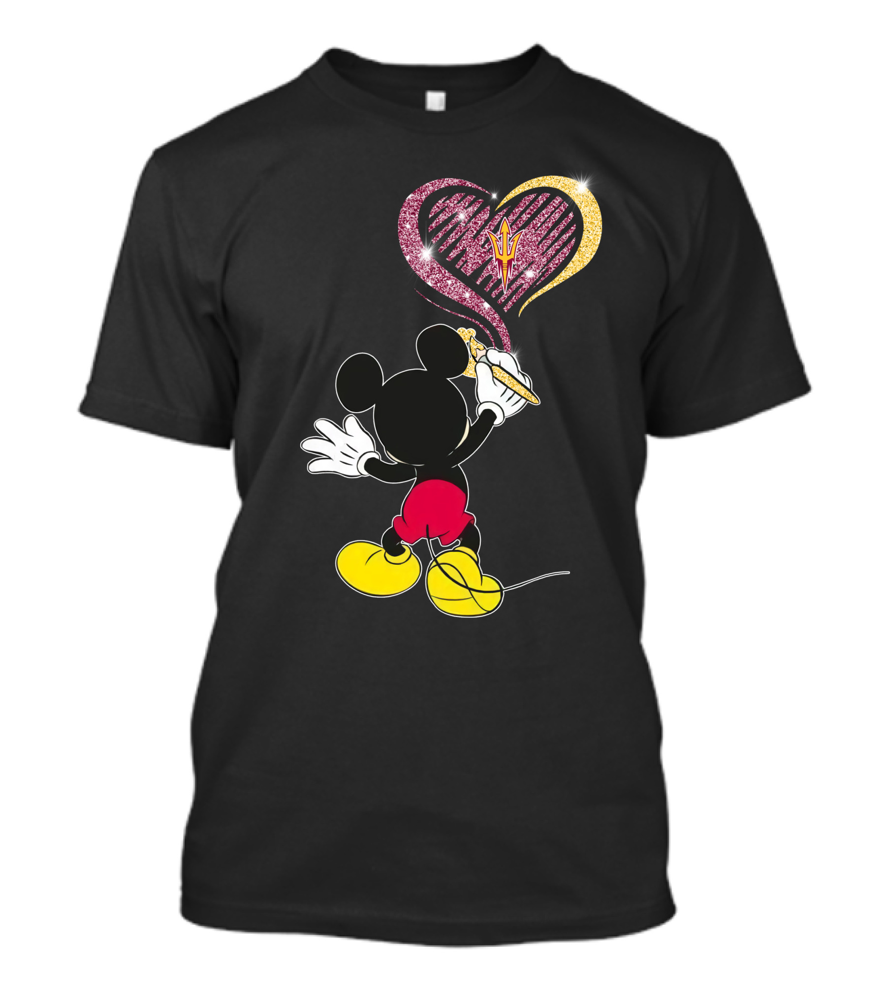 Mickey Mouse Drawing Heart With Arizona State Sun Devils T-Shirt