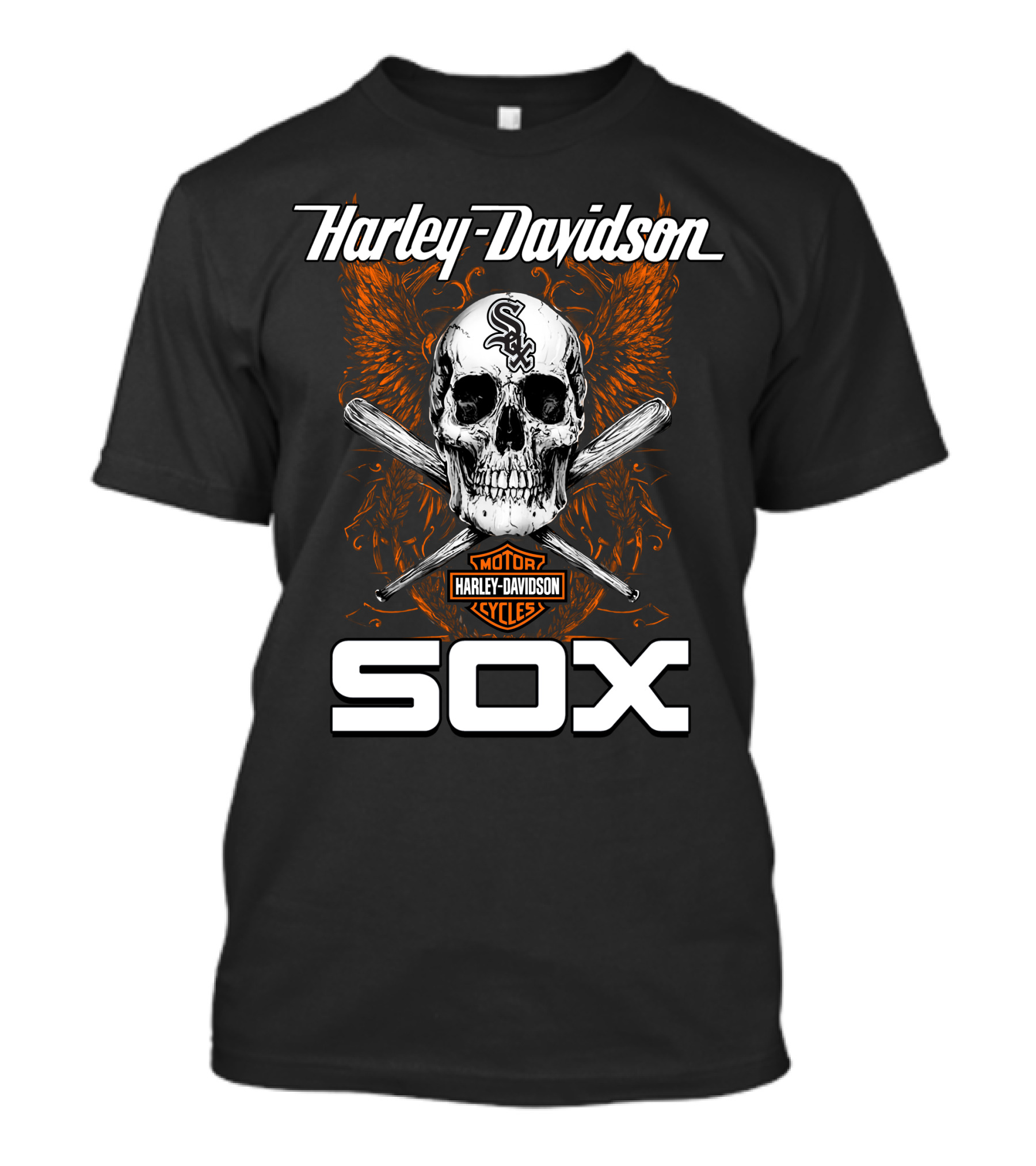 Harley Davidson Motor Cycles Chicago White Sox Skull And Crossed Bats T-Shirt