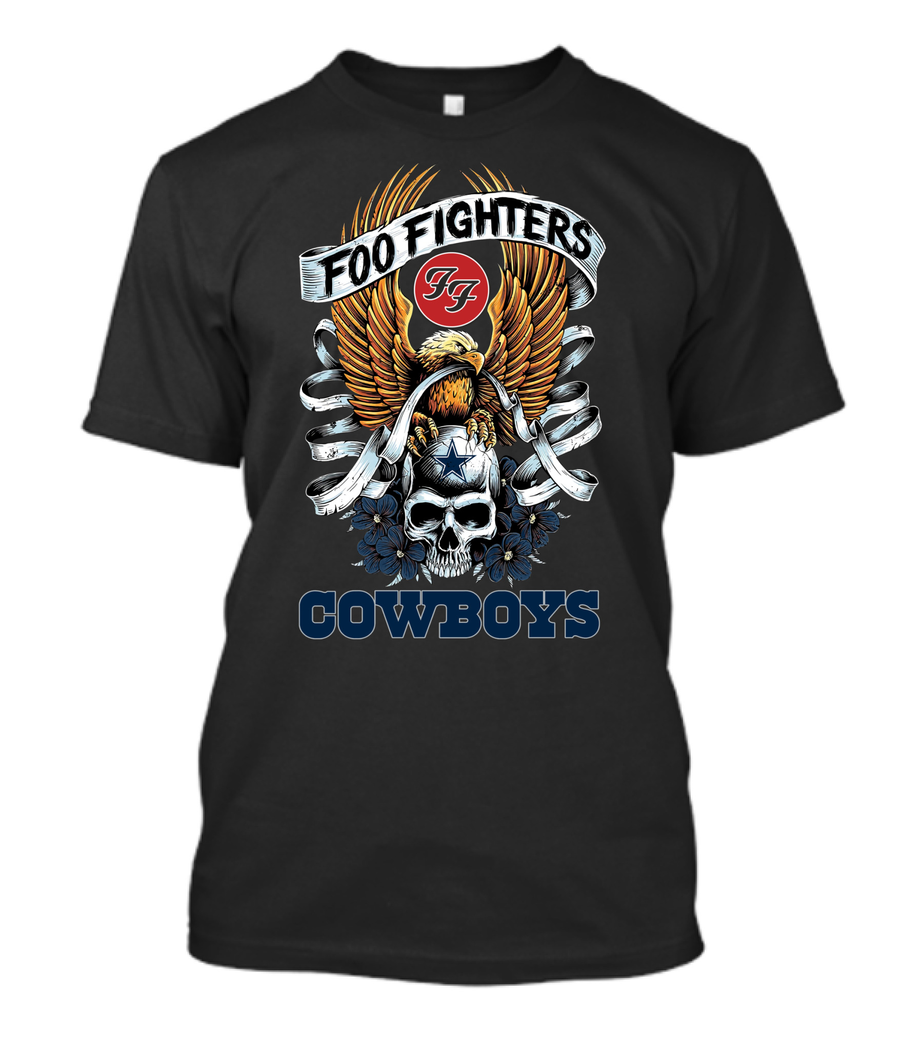 Foo Fighters FF Eagle Skull Star Cowboys T-Shirt