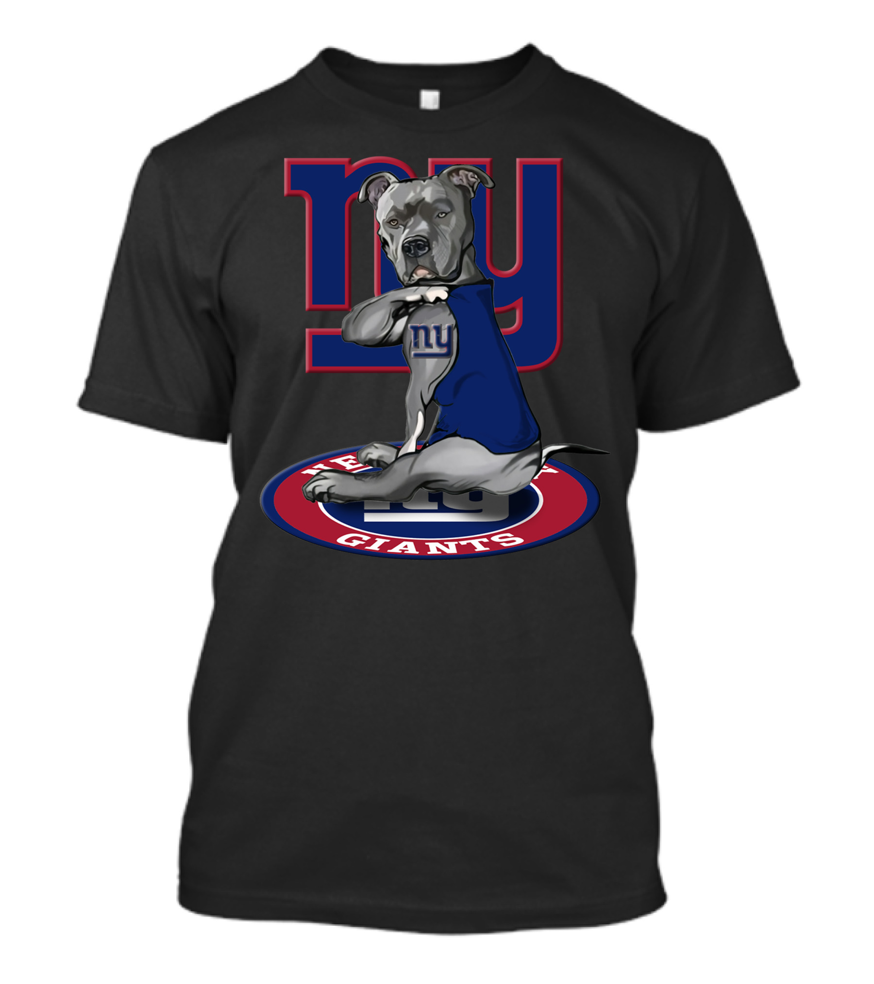 NY Giants Football Dog Mascot 21 Blue And Red T-Shirt