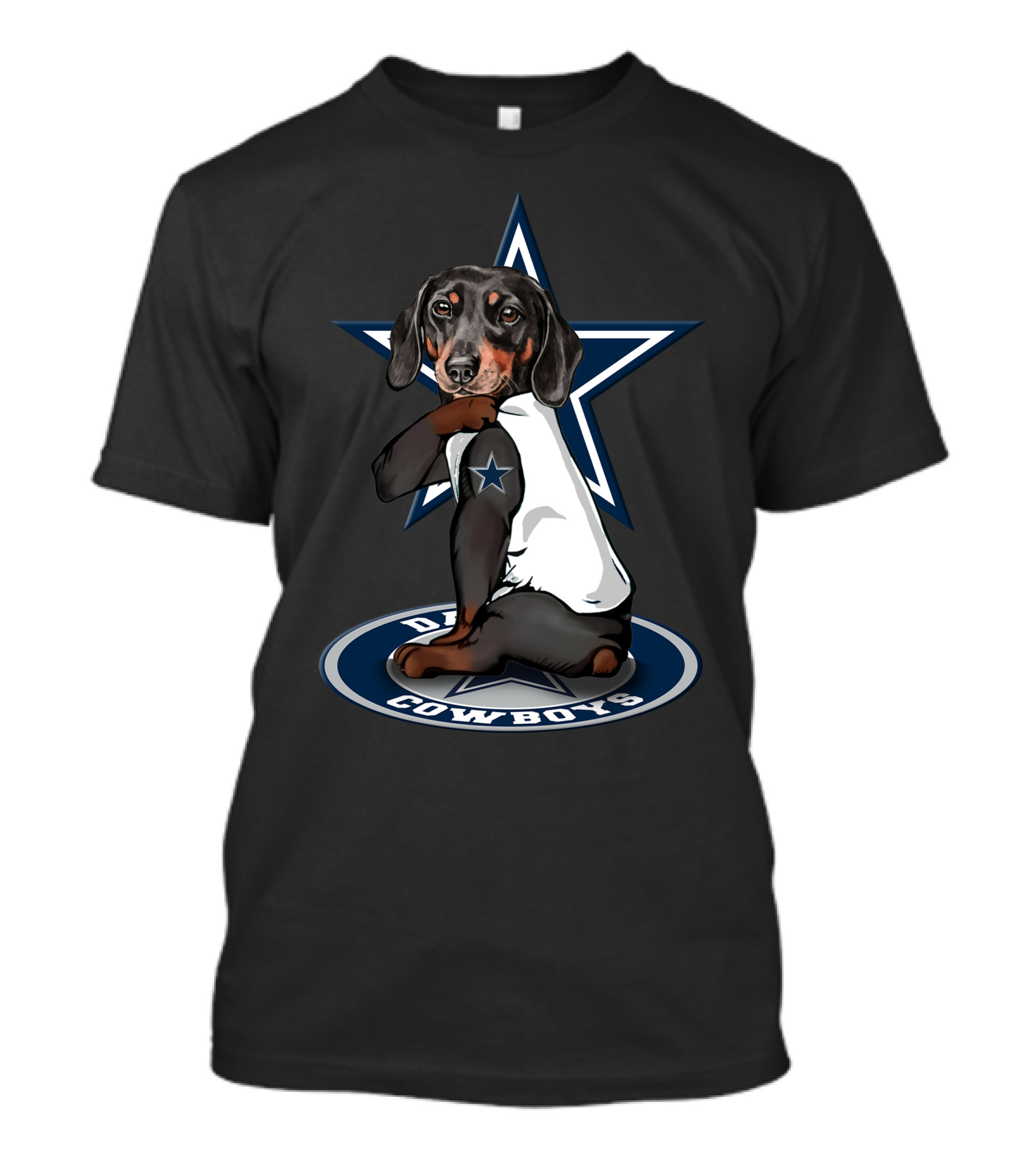 Dachshund With Dallas Cowboys Star T-Shirt