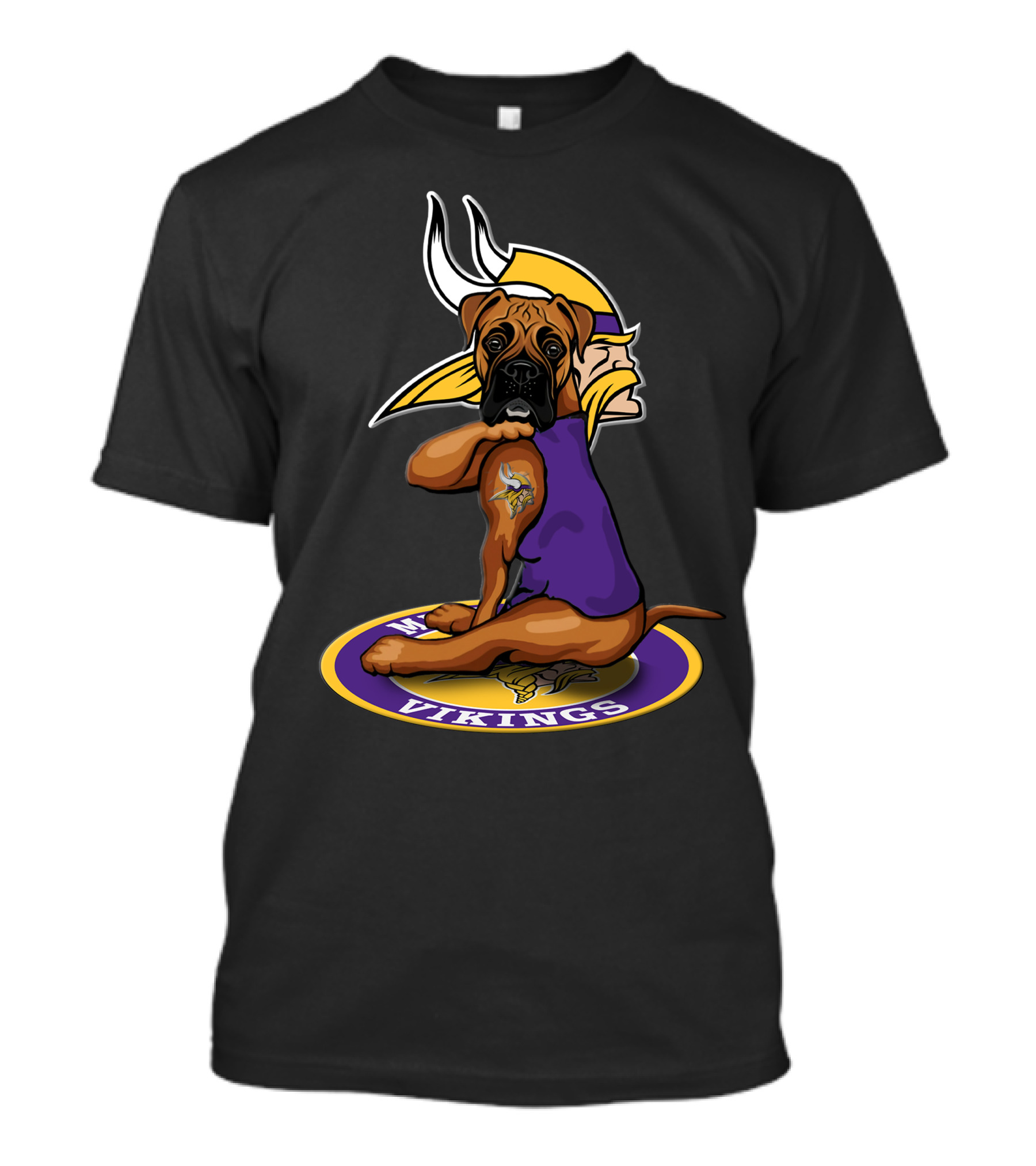 Minnesota Vikings Dog In Vikings Logo Pose With 18 On Helmet T-Shirt