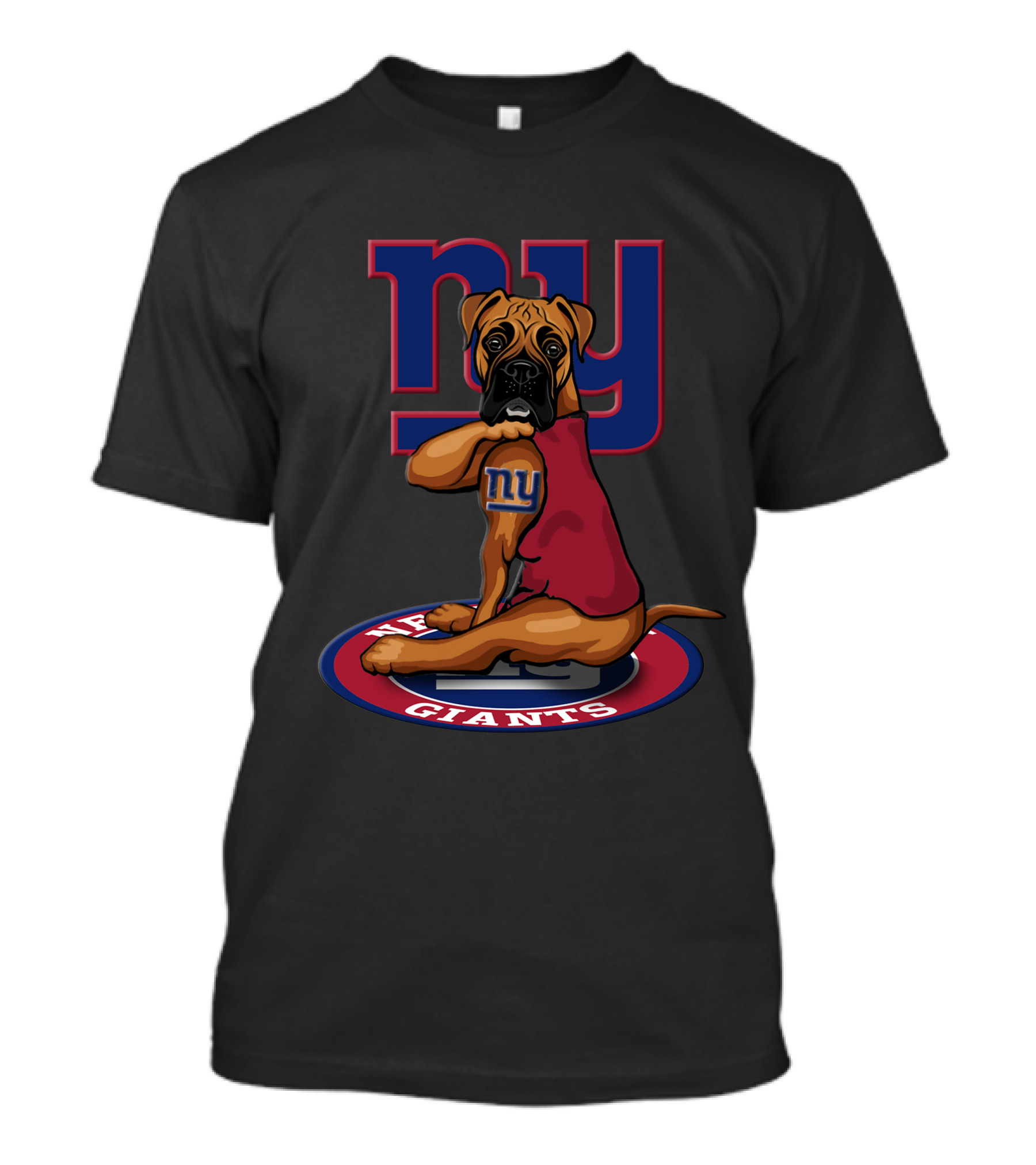 New York Giants NFL Boxer Dog Team T-Shirt