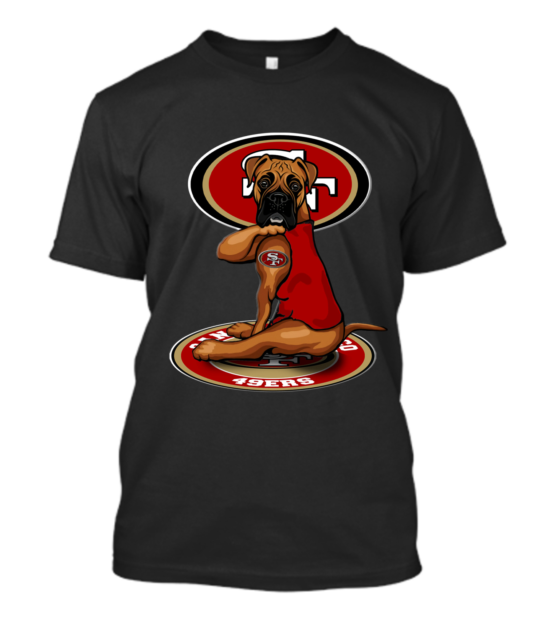San Francisco 49ers Boxer Dog Emblem With Red Jersey T-Shirt