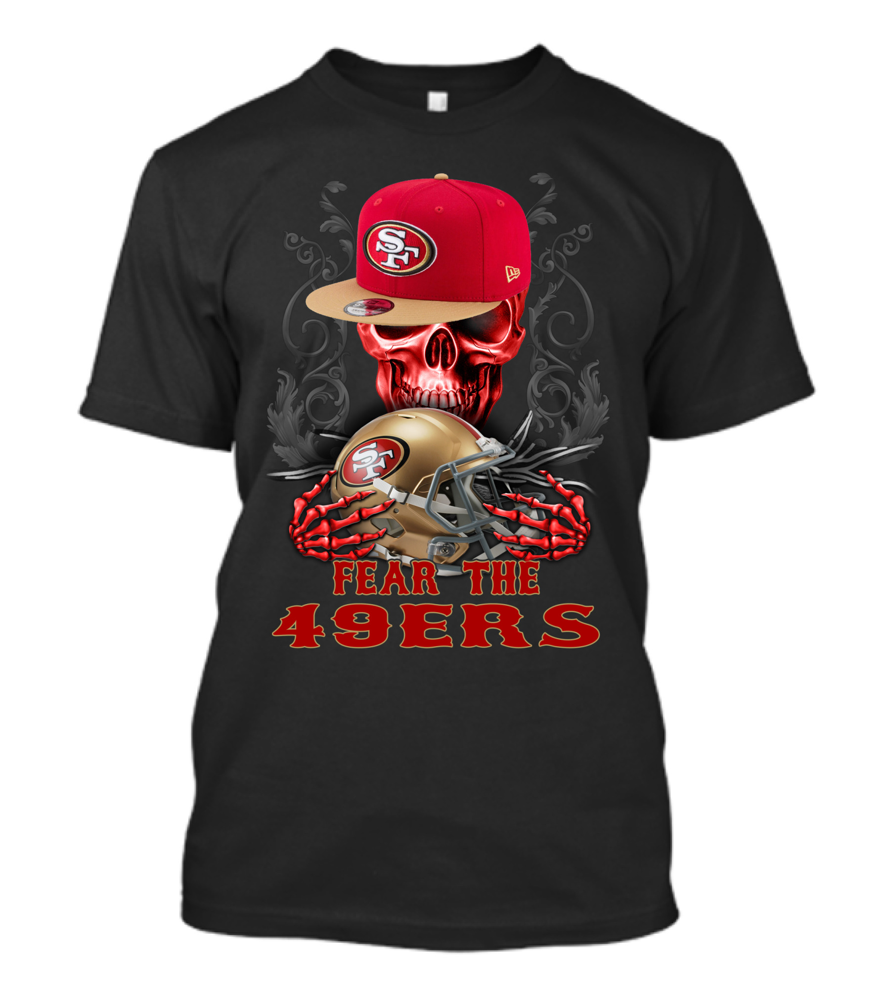 Fear The 49ers San Francisco 49ers Skull And Helmet T-Shirt