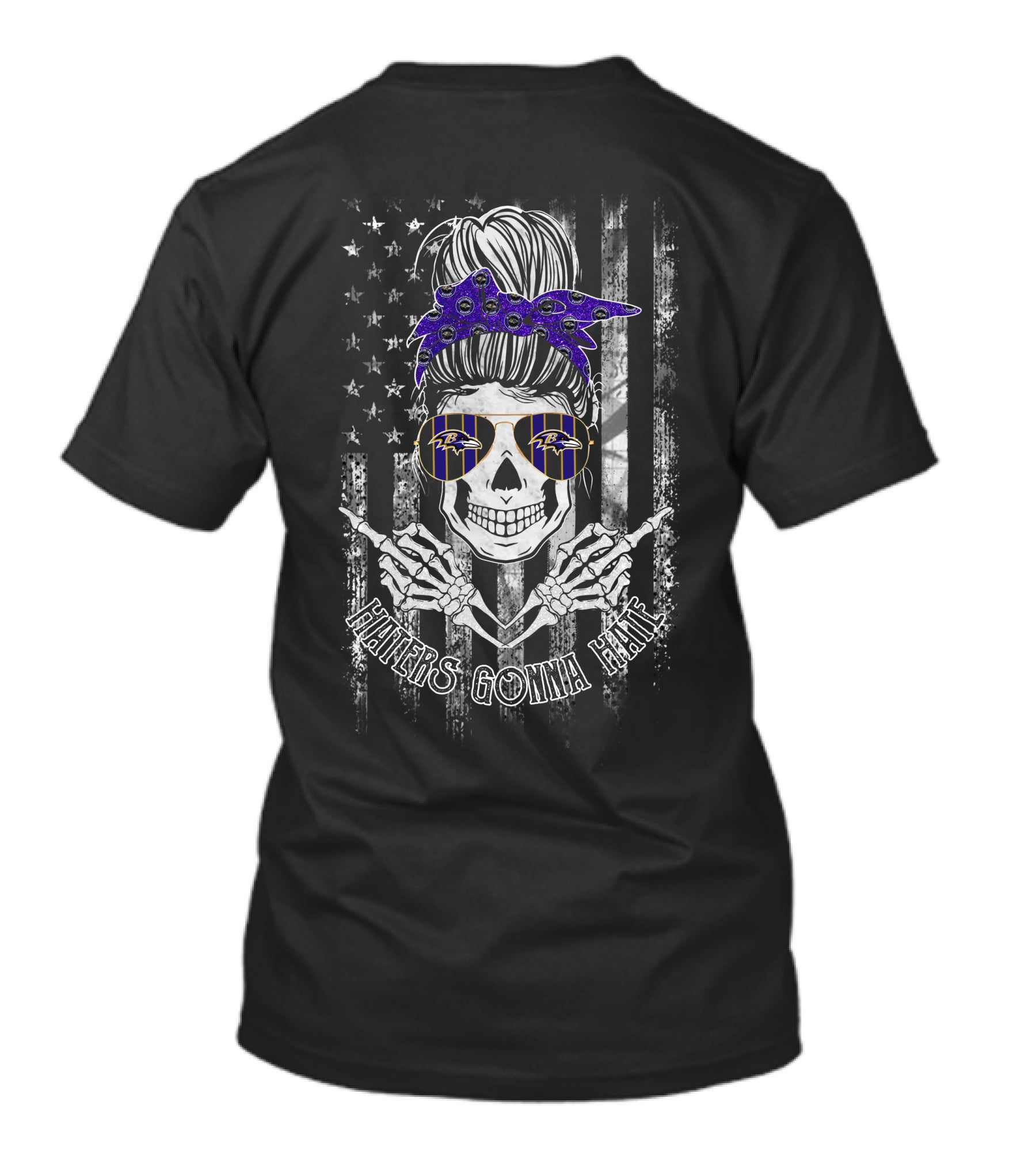 Haters Gonna Hate Baltimore Ravens Skull With Sunglasses And Stars T-Shirt