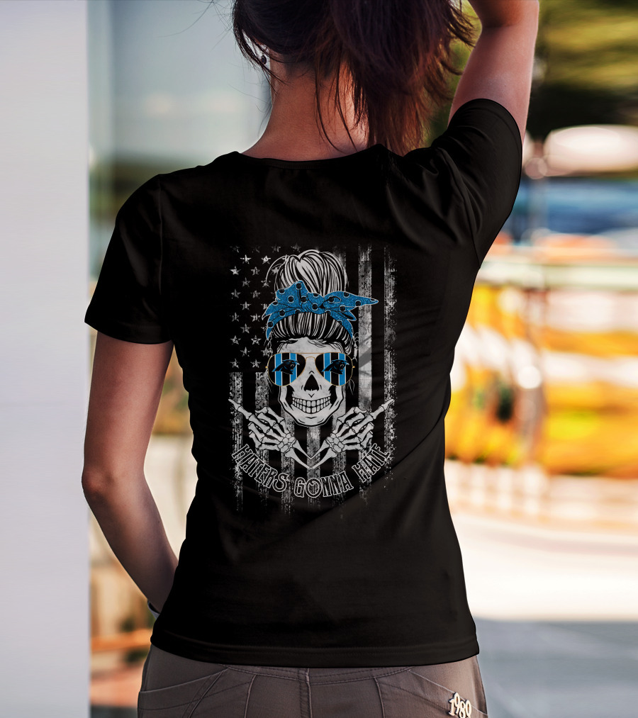 Haters Gonna Hate Carolina Panthers Skull With Bandana And Sunglasses T-Shirt