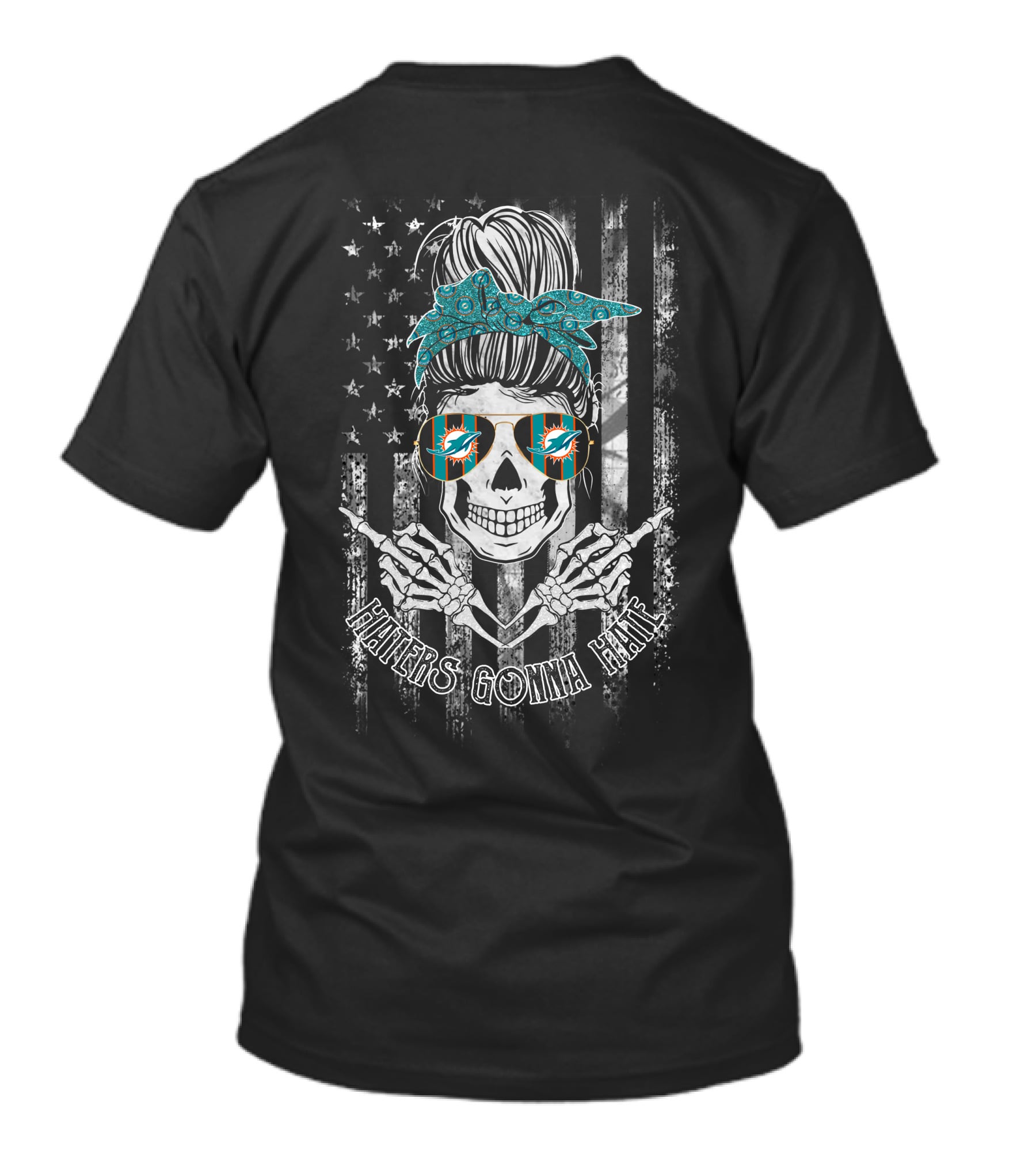 Haters Gonna Hate Miami Dolphins Skull Usa Flag T-Shirt
