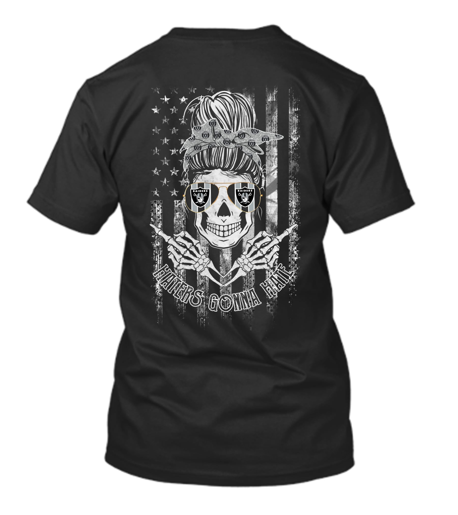 Las Vegas Raiders Skull Haters Gonna Hate American Flag T-Shirt