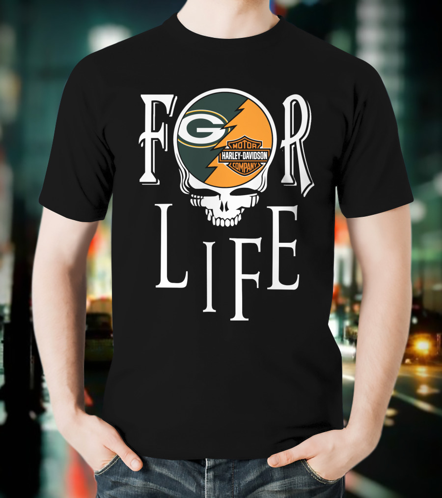 Green Bay Packers Harley Davidson Nfl For Life T-Shirt
