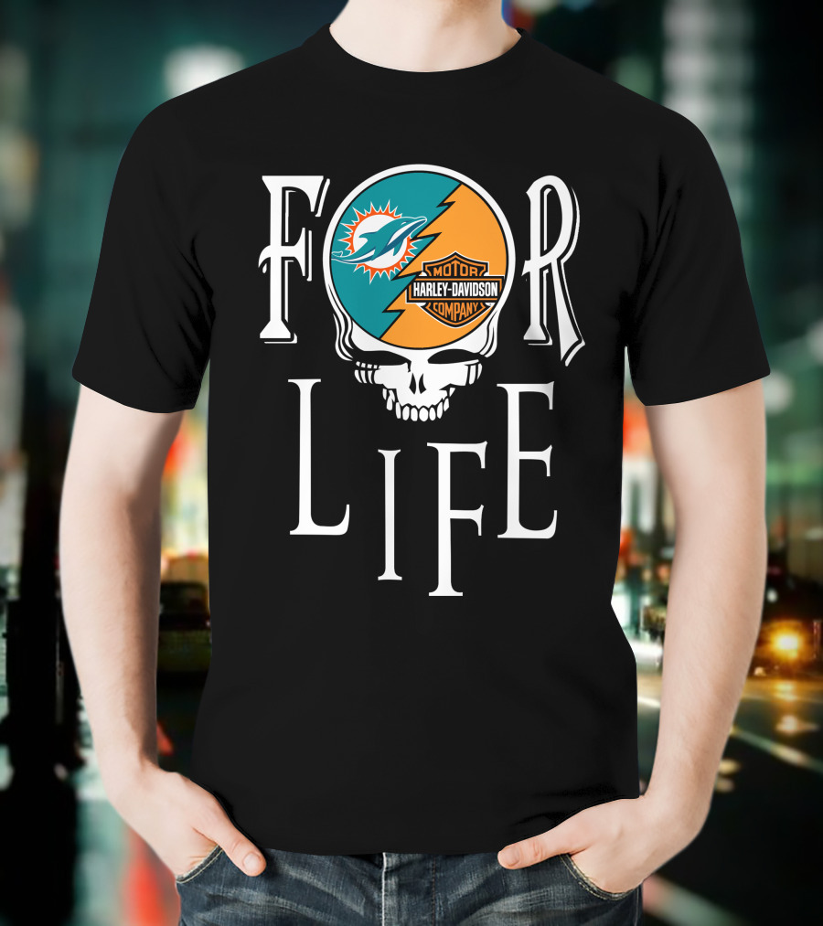 Miami Dolphins Harley Davidson Nfl For Life T-Shirt
