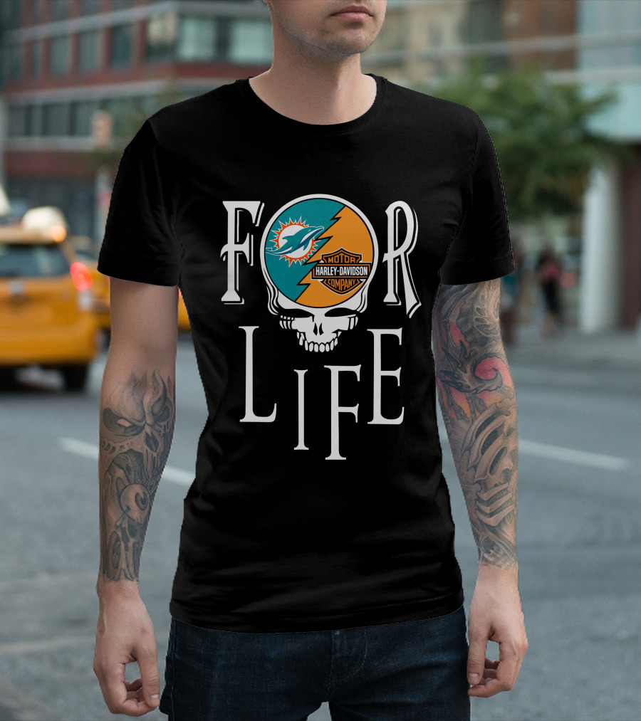 Miami Dolphins Harley Davidson Nfl For Life T-Shirt