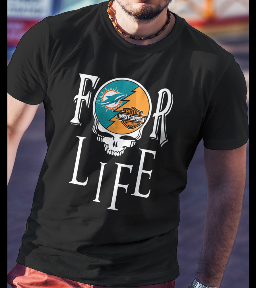 Miami Dolphins Harley Davidson Nfl For Life T-Shirt