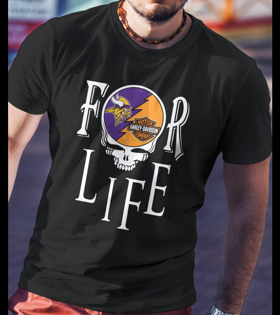 Minnesota Vikings Harley Davidson Nfl For Life T-Shirt