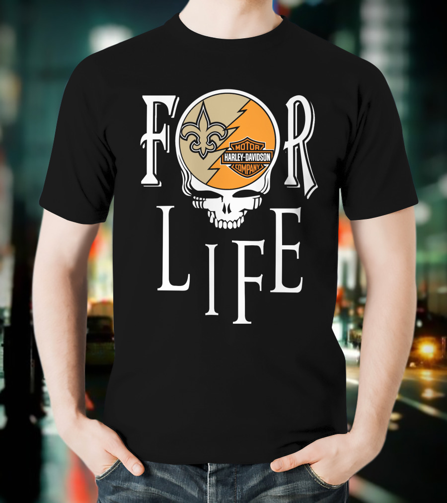 New Orleans Saints Harley Davidson Nfl For Life T-Shirt