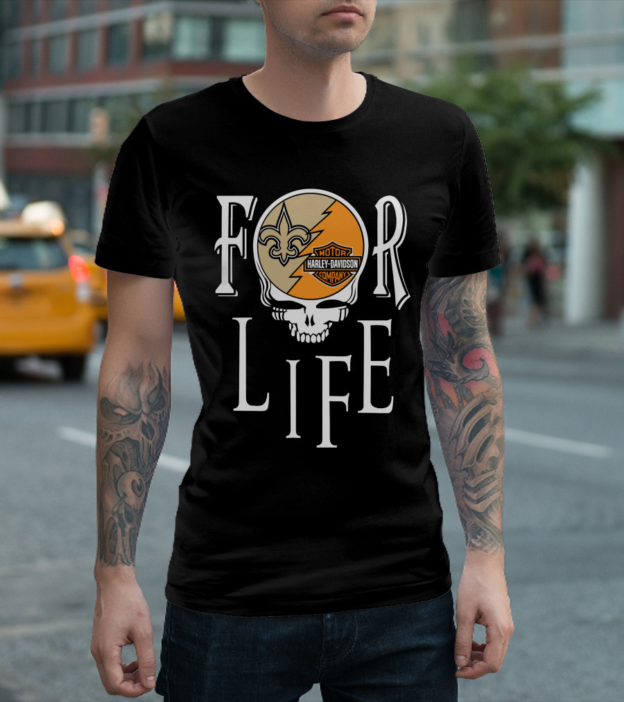 New Orleans Saints Harley Davidson Nfl For Life T-Shirt