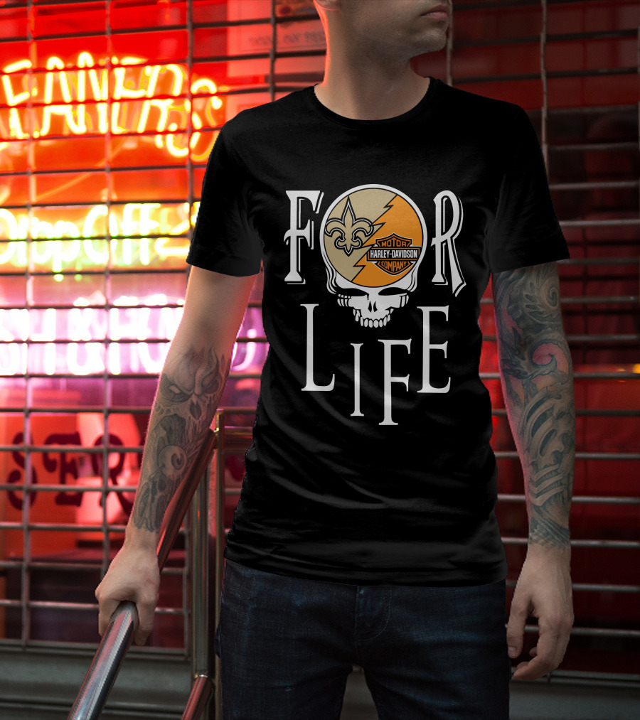 New Orleans Saints Harley Davidson Nfl For Life T-Shirt