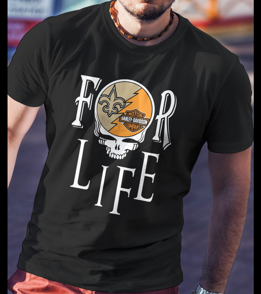 New Orleans Saints Harley Davidson Nfl For Life T-Shirt