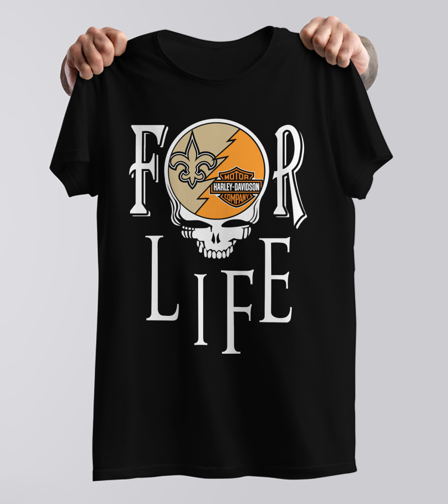 New Orleans Saints Harley Davidson Nfl For Life T-Shirt