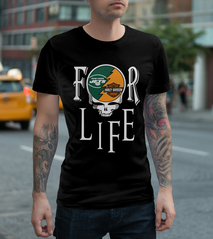 New York Jets Harley Davidson For Life Nfl T-Shirt